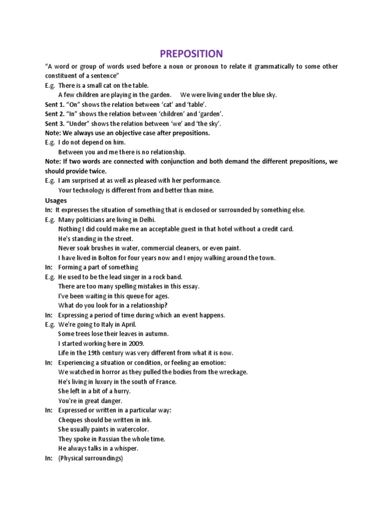 Preposition Word Doc 1636912903421 | PDF | Preposition And Postposition ...