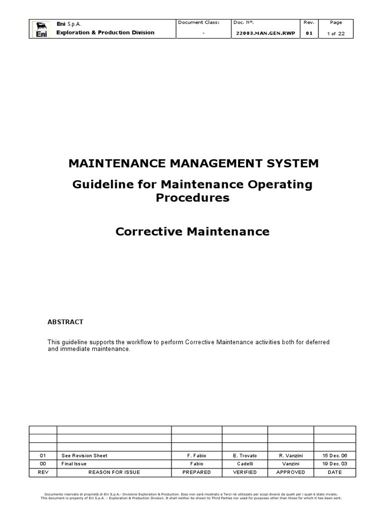 Corrective Maintenance Guidelines | PDF | System | Systems Science