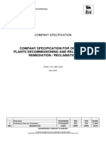 Company Specification For Onshore Plants Decommissioning and Relevant Site Remediation / Reclamation