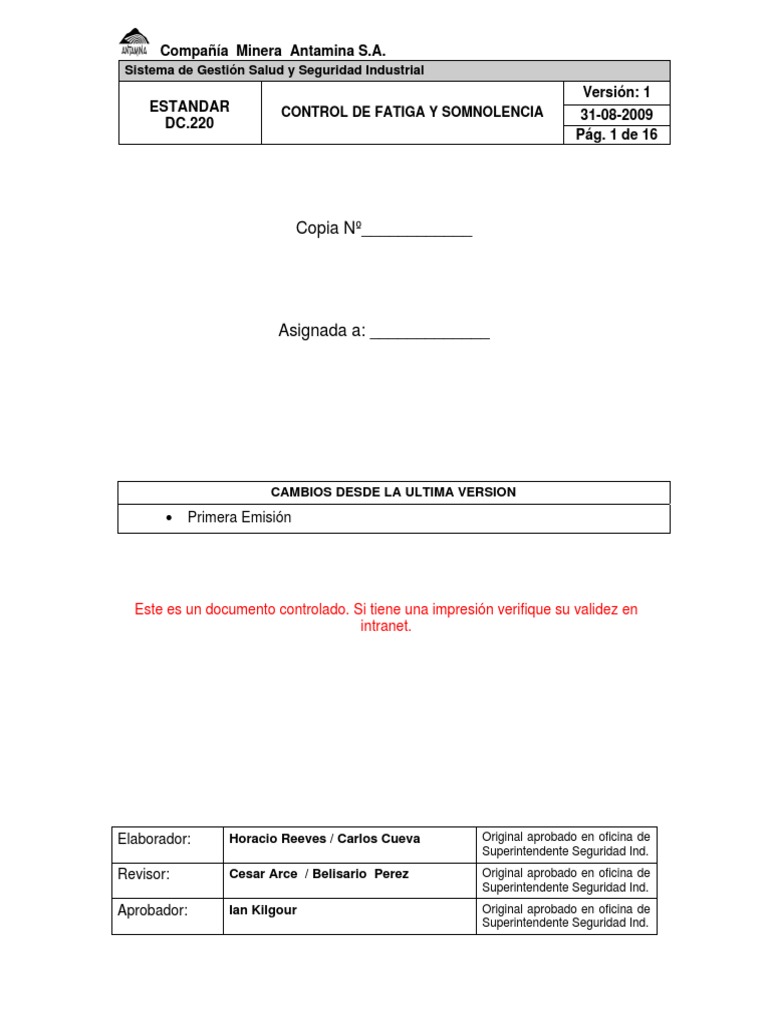 Control de Fatiga y Somnolencia | PDF | Dormir | Seguridad y salud ...