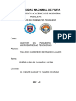 Tarea Analisis y Plan de Mercadeo y Ventas, Bernardo Javier Talledo Guerrero