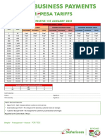 Paybill Business Payment Tariffs 2021