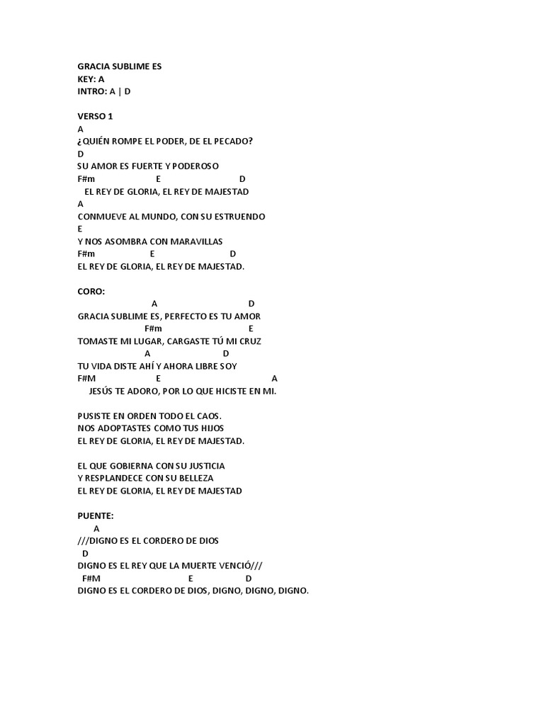 Gracia Sublime Es Acordes | PDF