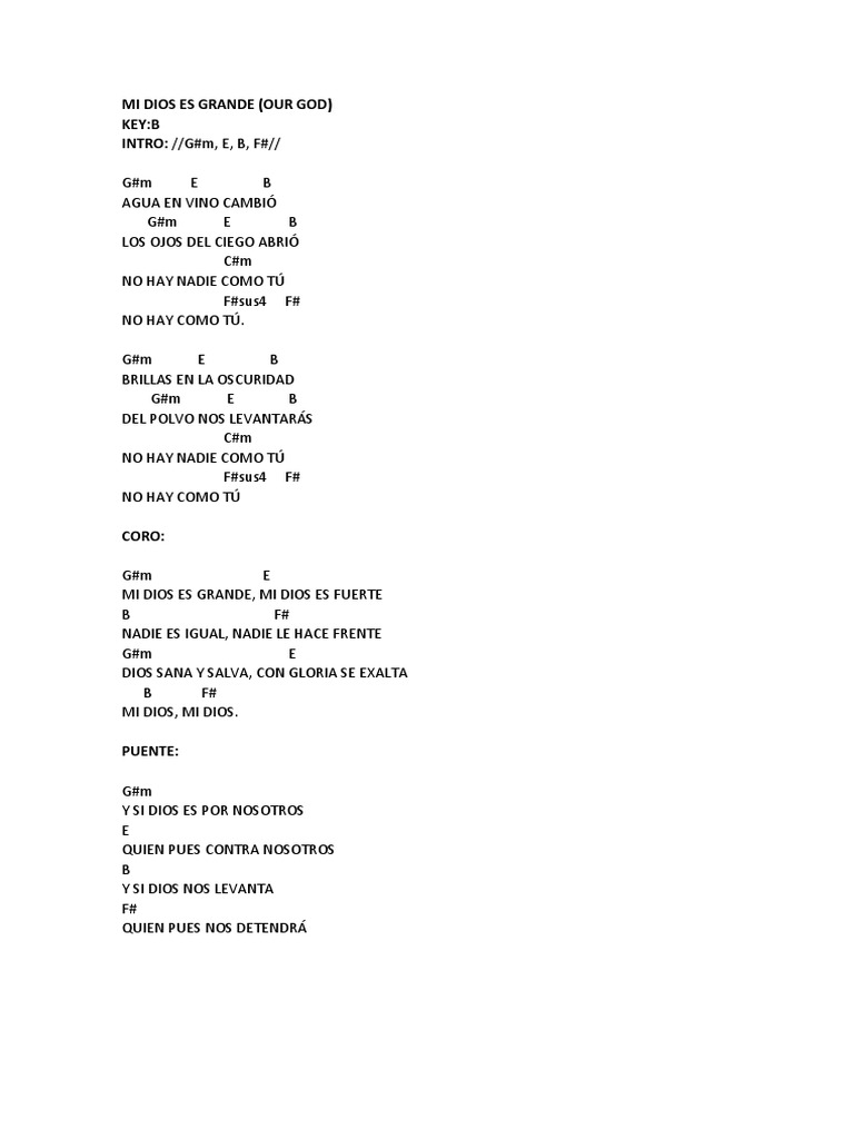 Mi Dios Es Grande Acordes | PDF