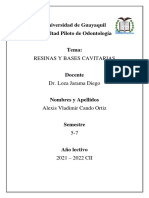 Resinas y bases cavitarias: composición y clasificación