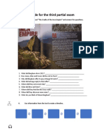 Guide For The Third Partial Exam: I. Read The Text "The Cradle of The Inca Empire" and Answer The Questions