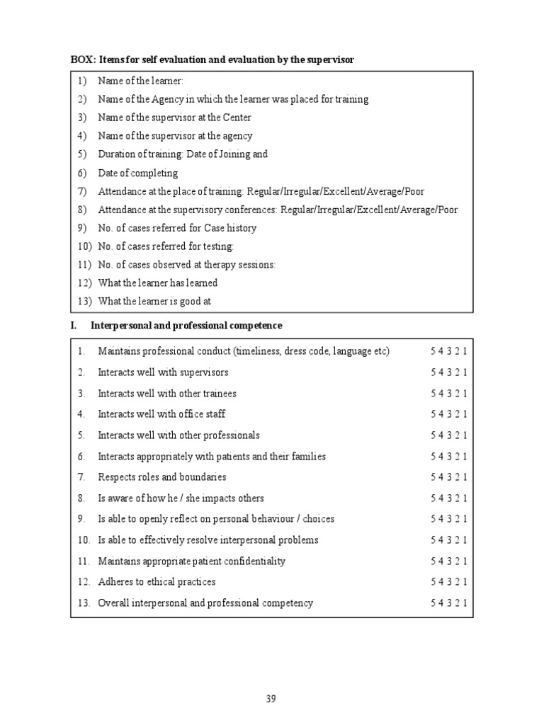 Self-Evaluation and Supervisor Assessment | PDF | Competence (Human ...