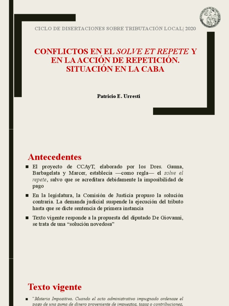 Solve Et Repete y Repeticion en CABA Presentación URRESTI PDF