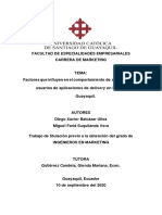 Factores Que Influyen en El Comportamiento de Compra de Los Usuarios de Aplicaciones de Delivery en La Ciudad de Guayaquil.