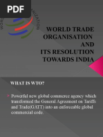 World Trade Organisation AND Its Resolution Towards India