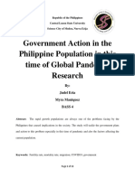 Government Action in The Philippine Population in This Time of Global Pandemic Research