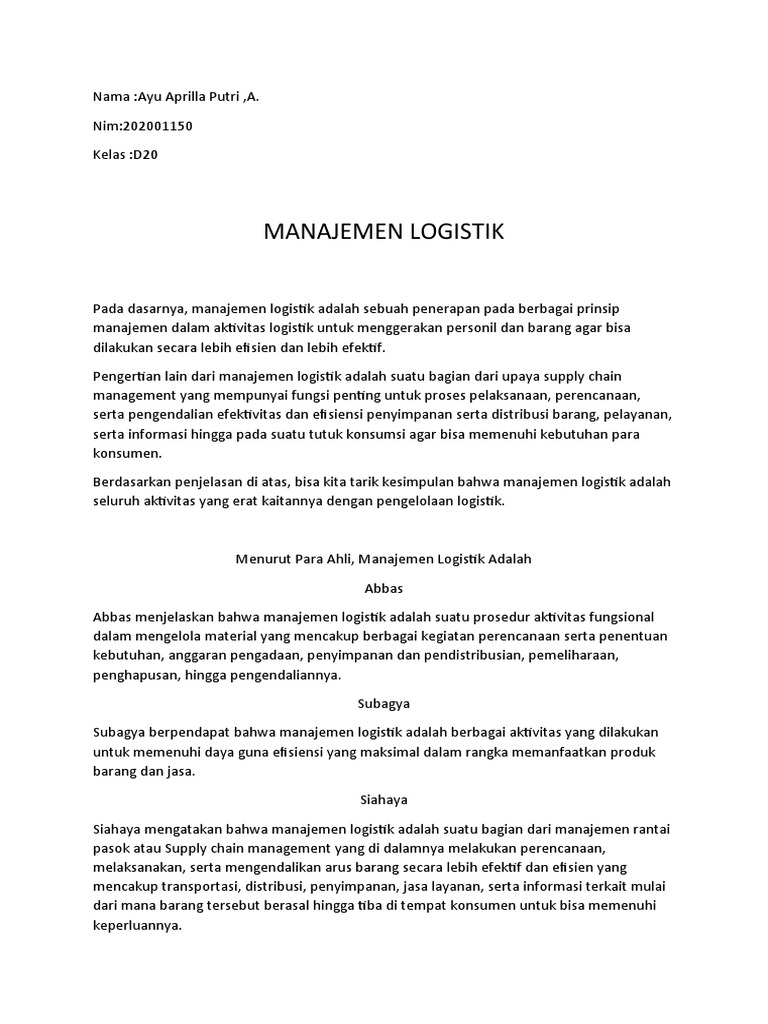 Manajemen Logistik Pdf