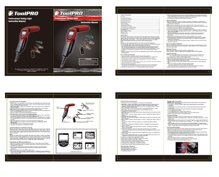 Instruction Manual Professional Timing Light Instruction Manual