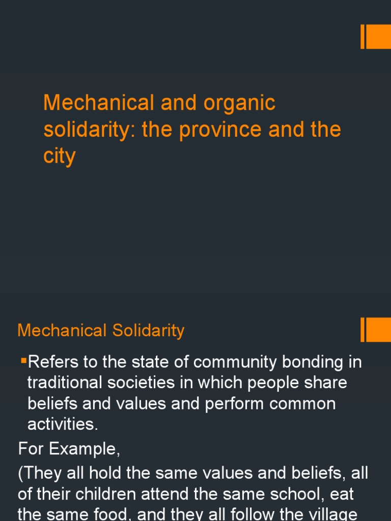 Mechanical and Organic Solidarity: The Province and The City | PDF ...