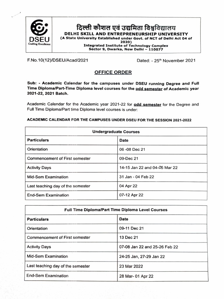 DSEU AcademicCalendar PDF