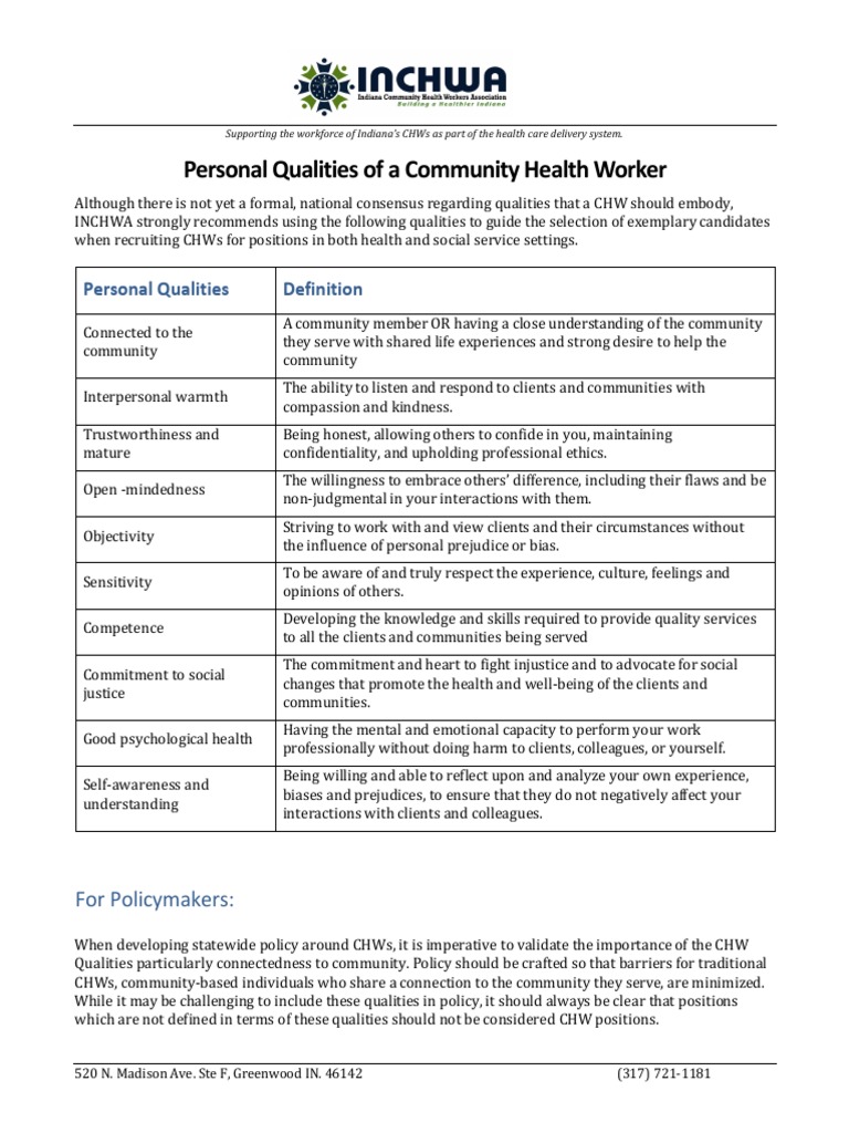 Essential Qualities of Community Health Workers | PDF | Prejudices | Bias