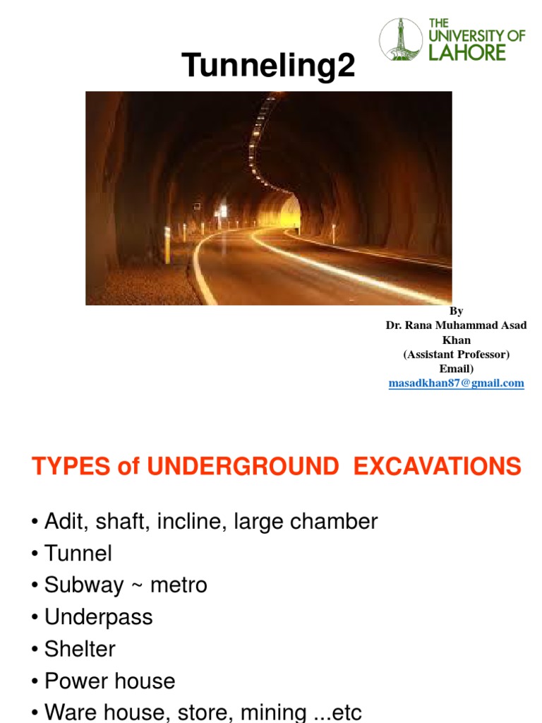 Tunneling2: by Dr. Rana Muhammad Asad Khan (Assistant Professor) Email ...