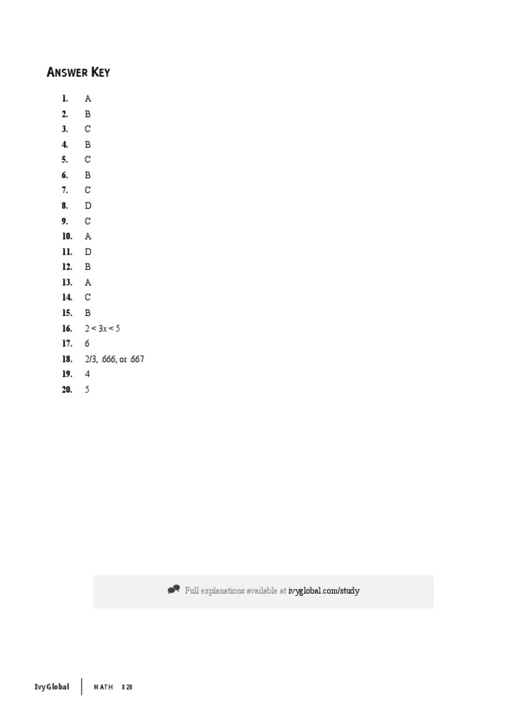 Ivy Global Math 828 Answer Key | PDF | Teaching Methods & Materials ...