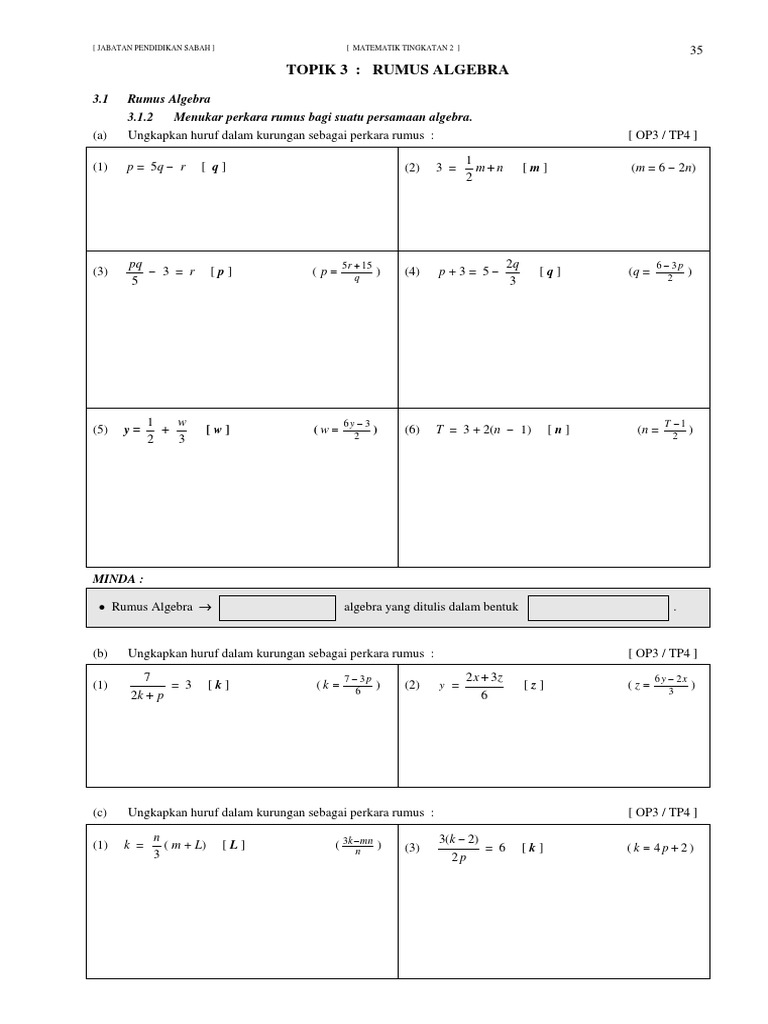 3rumus Algebra | PDF