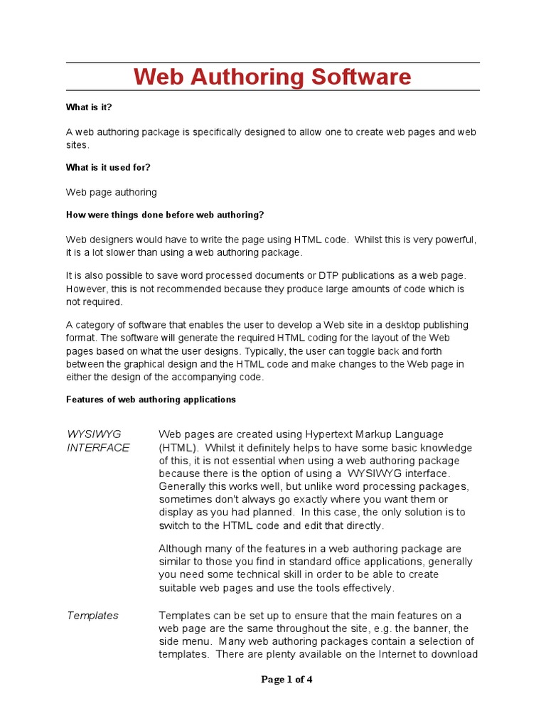 06 Web Authoring Software | Download Free PDF | Internet & Web | World ...