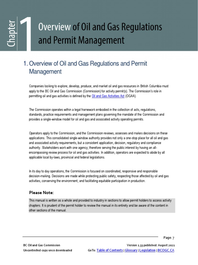 Overview of Oil and Gas Regulations and Permit Management Please Note