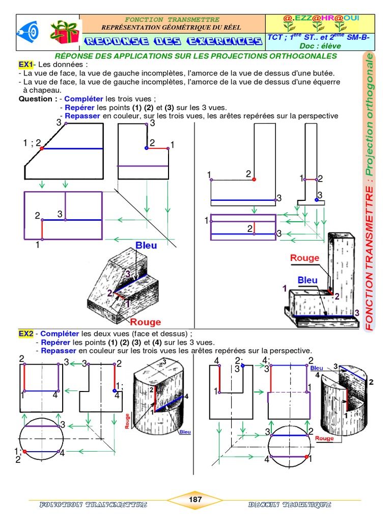 Exercices de Dessin Technique 3 Vues | PDF | Perspective ...