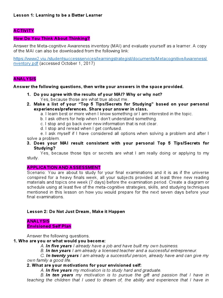 Enhancing Learning Through Metacognition | PDF | Mindset | Goal
