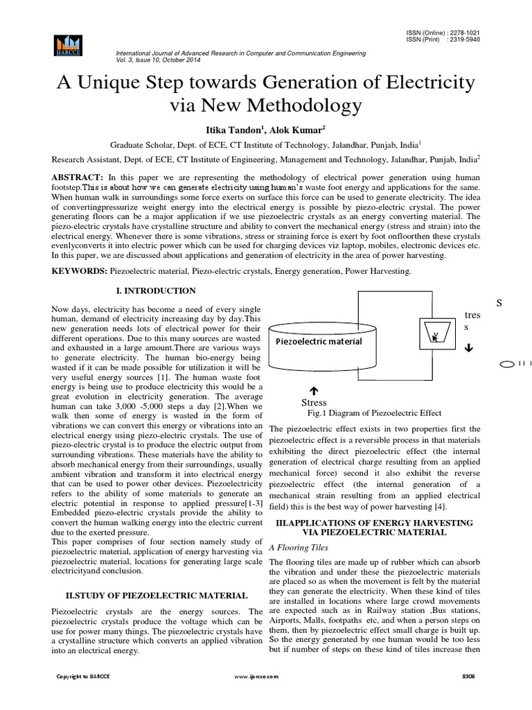 IJARCCE4F A Alok A Unique Step Towards Generation of Electricity Via