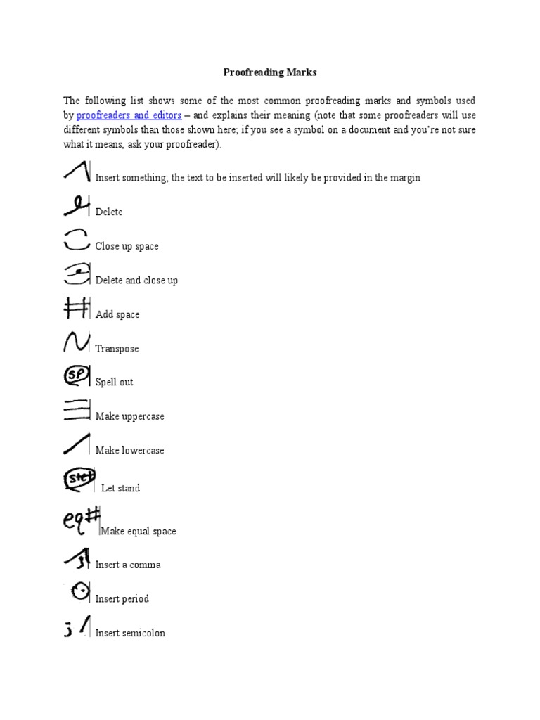 Proofreaders and Editors Proofreading Marks PDF