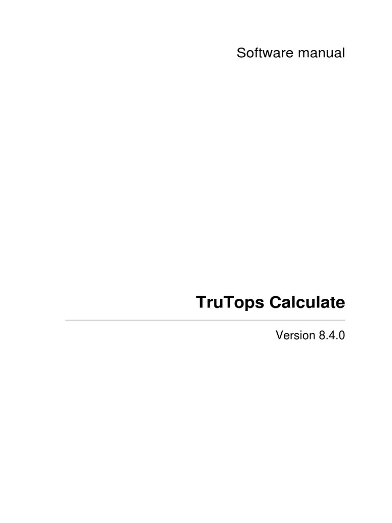 TruTops Calculate Software Manual | PDF | Menu (Computing) | Sheet Metal