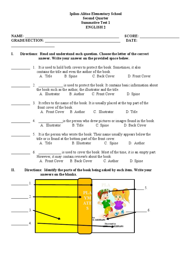 Grade 2 English 2nd Quarter Test 1 | PDF | Books