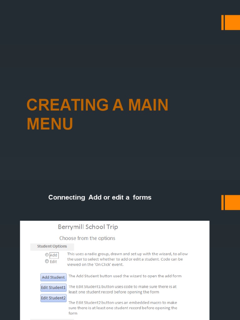 Main Menu Creation and VB Code Guide | PDF