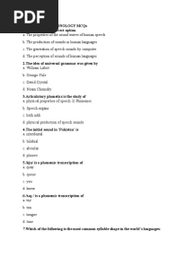 PHONETIC AND PHONOLOGY MCQs
