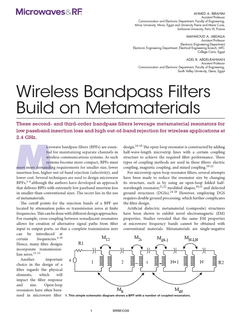 Wireless Bandpass Filters Build On Metamaterials PDF Filter (Signal