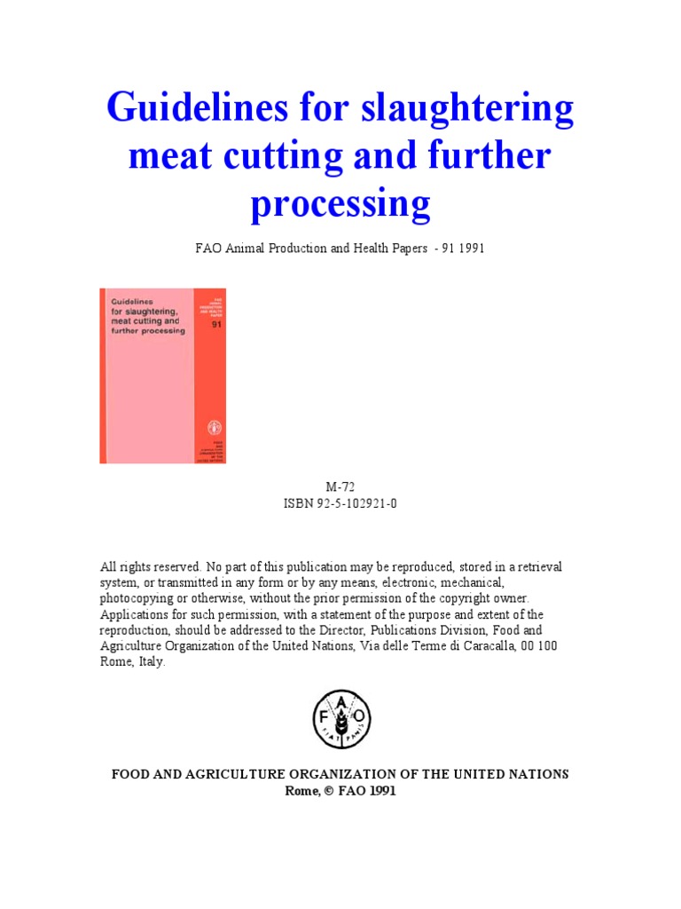 Guidelines For Slaughtering Meat Cutting and Further Processing PDF Meat Animal Slaughter
