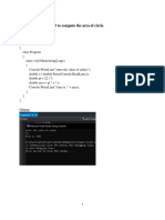 Write A Program in C# To Compute The Area of Circle.: Source Code
