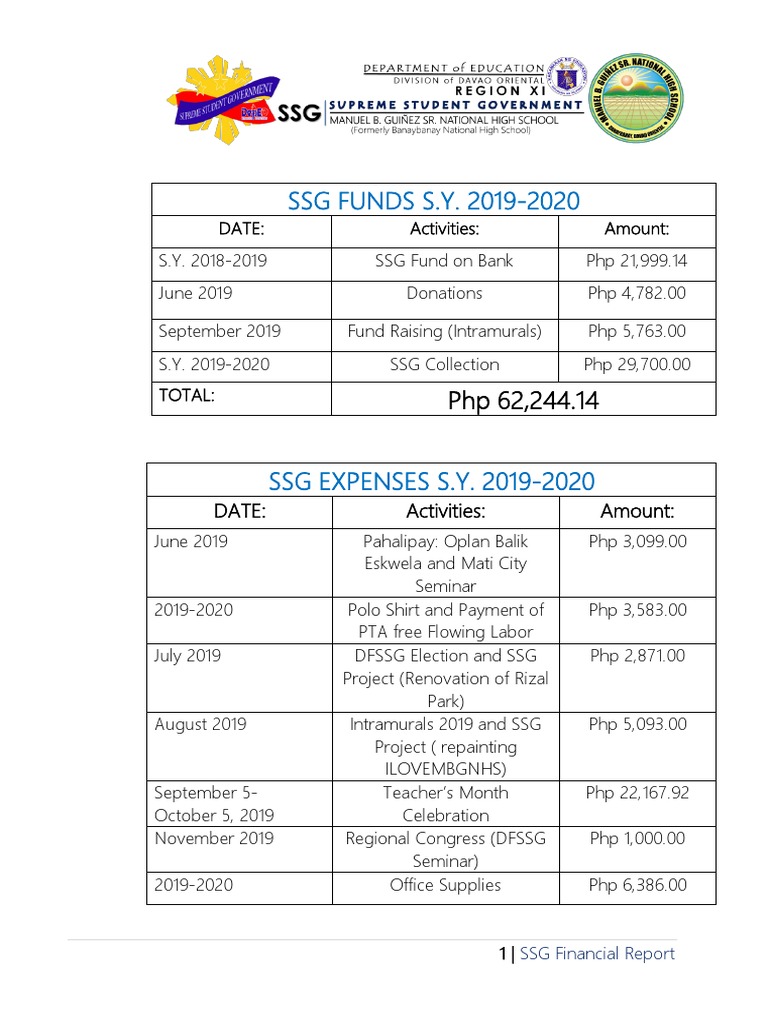 SSG Financial Report S.Y. 2019-2020 | PDF