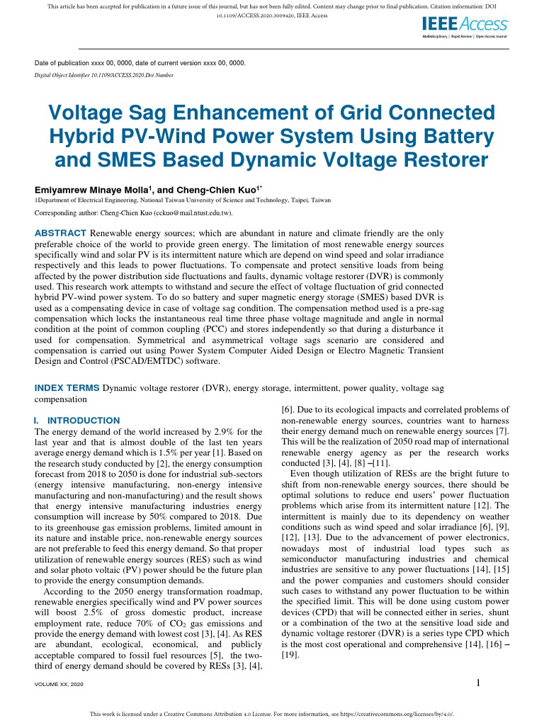 Voltage Sag Enhancement of Grid Connected Hybrid P | PDF ...