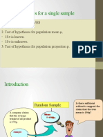 Test of Hypotheses For A Single Sample: Learning Objectives