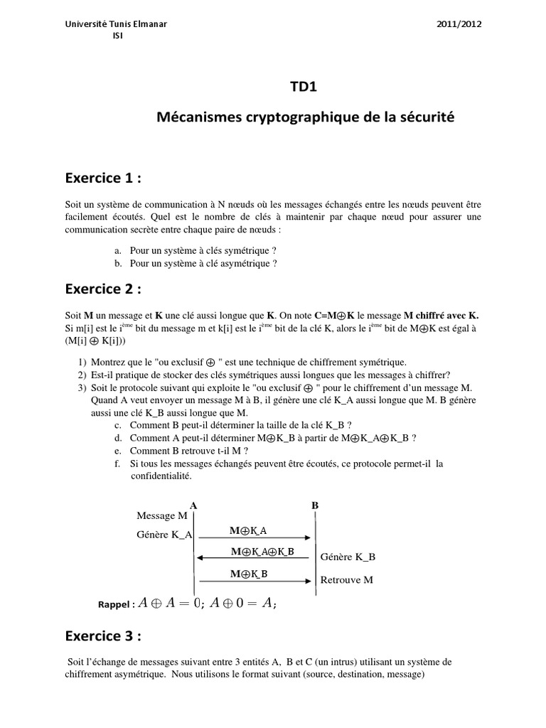 td1 Mecanismescrypto | PDF | Public-key cryptography | Cryptage