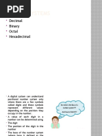 Number Systems: Decimal Binary Octal Hexadecimal