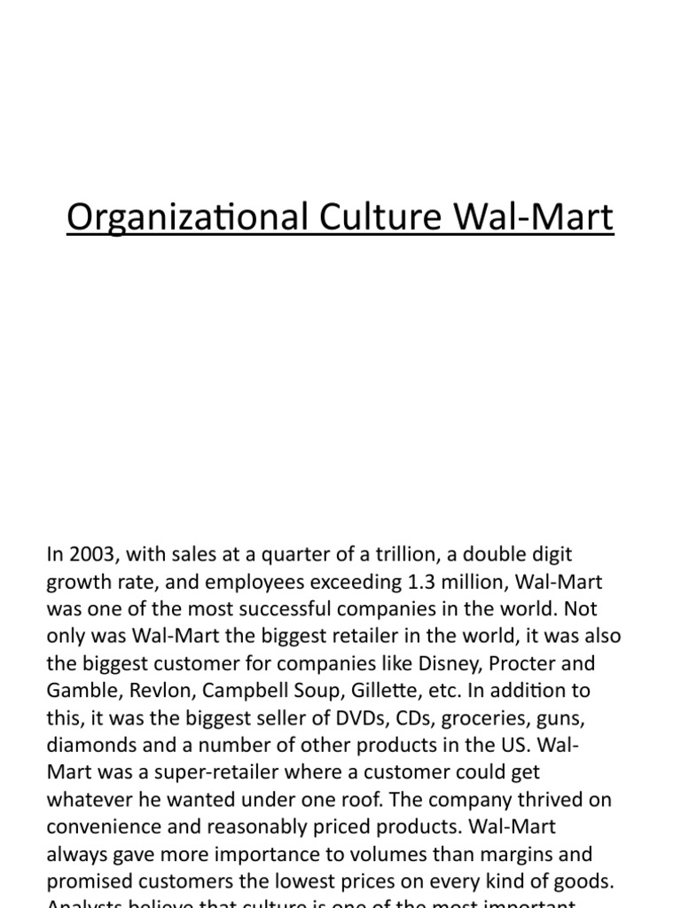 Organizational Culture Wal-Mart | PDF | Walmart | Business
