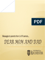 Dear Mom and Dad: Messages To Parents From U of R Seniors