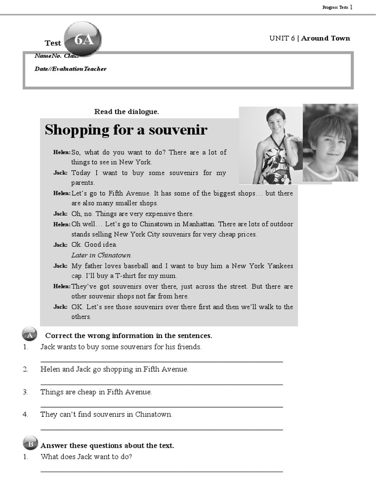 Shopping For A Souvenir: Read The Dialogue | PDF | Language Arts ...