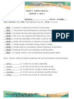 Mapeh 8 (Health) q1 - Quiz1