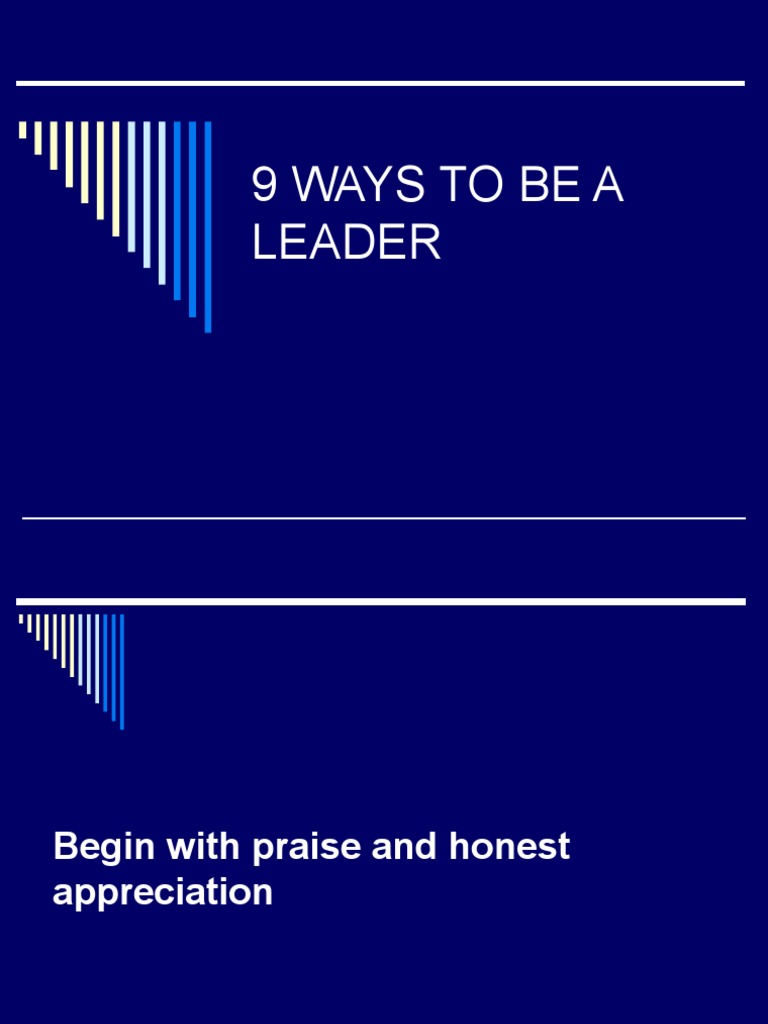 9 Ways To Be A Leader | PDF