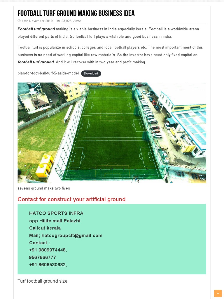 Football Turf Ground Business Guide | PDF | Home & Garden