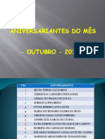 Aniversariantes Outubro