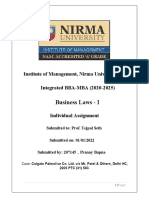 Business Laws - I: Institute of Management, Nirma University Integrated BBA - MBA (2020 - 2025)