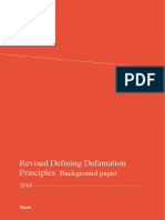 Revised Defining Defamation Principles:: Background Paper